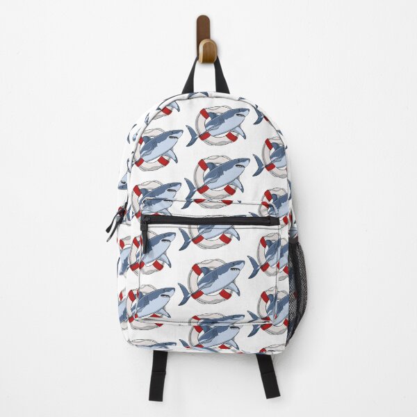 Item preview, Illustration of great white shark in life buoy designed and sold by RizikCat.
