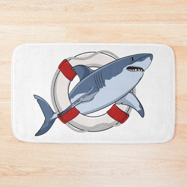 Item preview, Illustration of great white shark in life buoy designed and sold by RizikCat.
