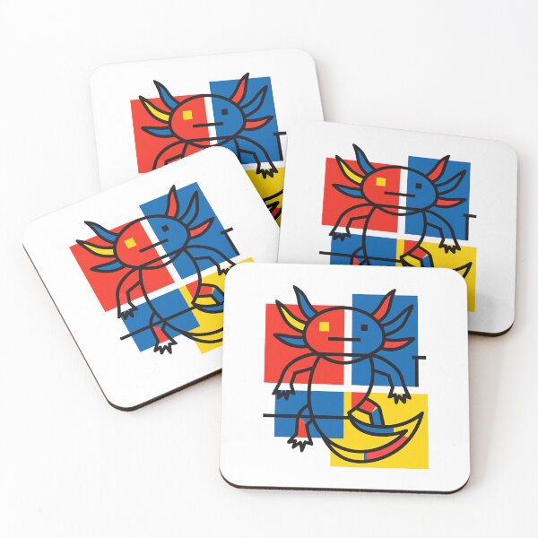 Item preview, Minimalist Axolotl Abstract Neoteny Piet Mondrian Fan Art Parody Composition in Red Blue Yellow - HD ONLINE STORE designed and sold by bard-art.