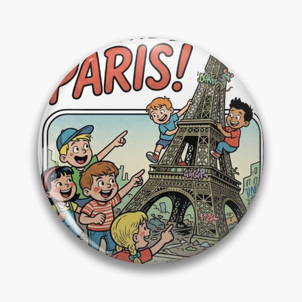 Item preview, Vintage Kitsch Paris Kids Art Satire designed and sold by VelvetArchives.