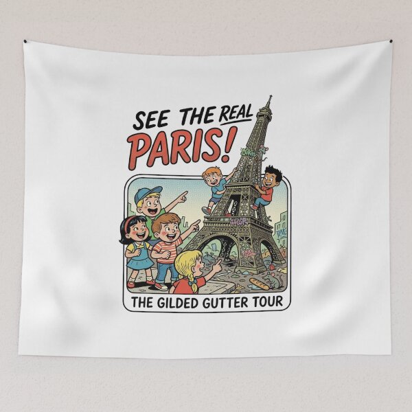 Item preview, Vintage Kitsch Paris Kids Art Satire designed and sold by VelvetArchives.