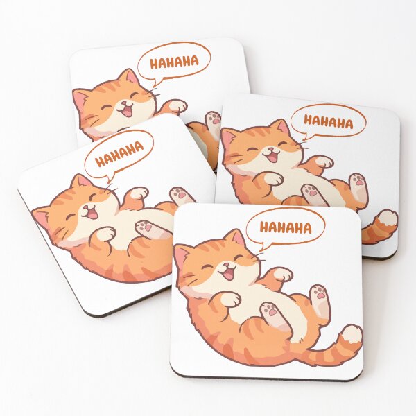 Item preview, Cute Laughing Kawaii Cat HAHAHA Funny Cartoon Aesthetic Sticker designed and sold by Pandey14.