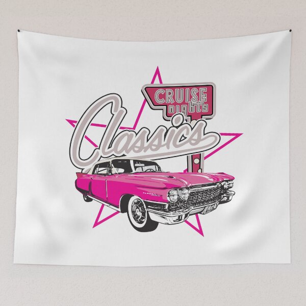 Item preview, Vintage Classic Car Cruise Pink designed and sold by PrintCarClub.