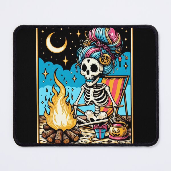 Item preview, The Camper Tarot Card - Spooky Cozy Skeleton Bonfire Night Art designed and sold by VineVibe16Studio.