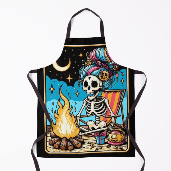 Item preview, The Camper Tarot Card - Spooky Cozy Skeleton Bonfire Night Art designed and sold by VineVibe16Studio.