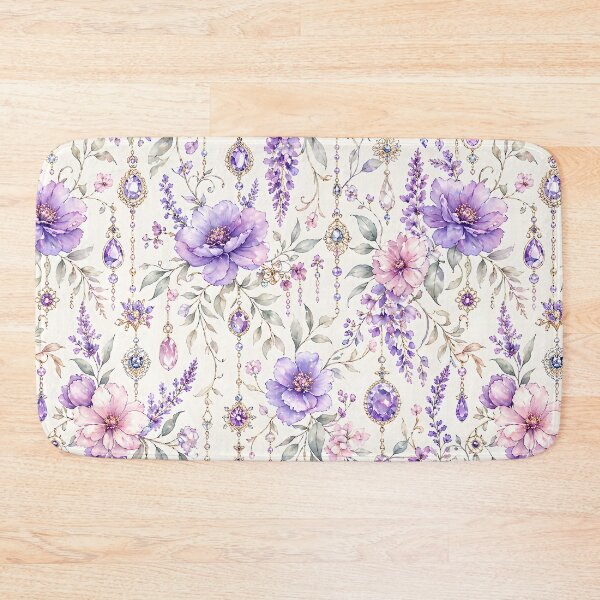 Item preview, Decorative flower watercolor vector seamless purple flower diamond pattern designed and sold by Kentala.