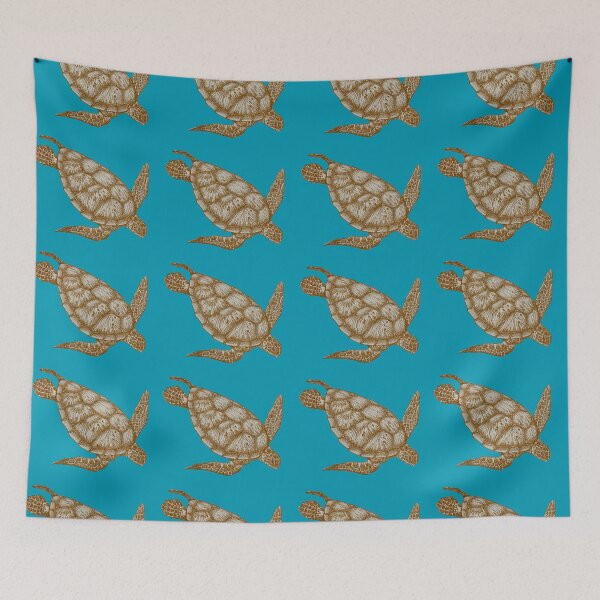 Item preview, Turtle on turquoise background  designed and sold by happytraveller1.