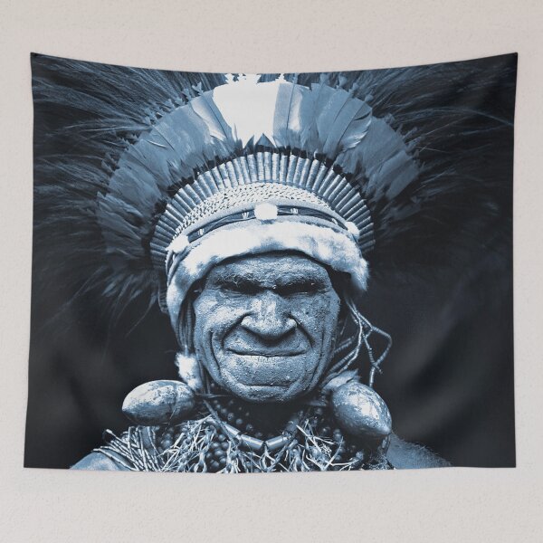 Item preview, Papua New Guinea Elder Cyanotype-Hues Art Photo designed and sold by DEC02.