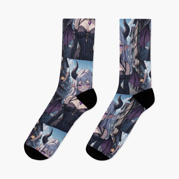 Item preview, Gothic demon girl in a medieval village designed and sold by ArtsJulian.