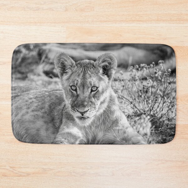 Item preview, Watchful Lion Cub in Black and White designed and sold by Kay Brewer.