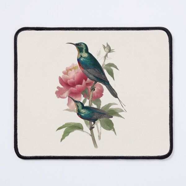 Item preview, Two Sunbirds on Peony Branch Chinoiserie Bird Art designed and sold by BestVarieties.