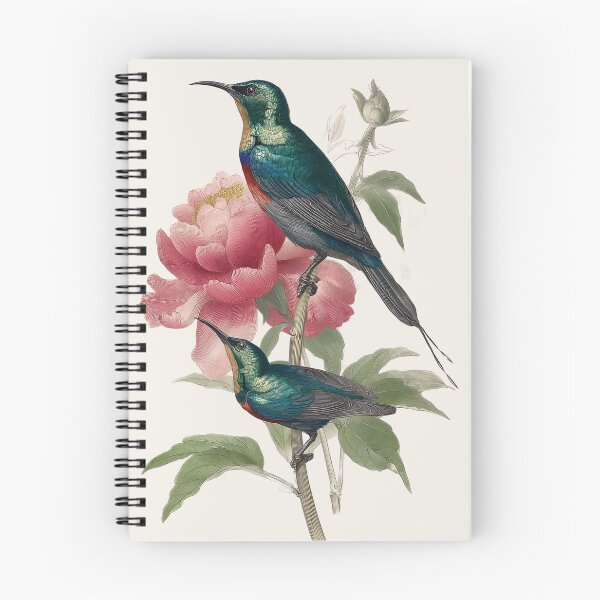 Item preview, Two Sunbirds on Peony Branch Chinoiserie Bird Art designed and sold by BestVarieties.