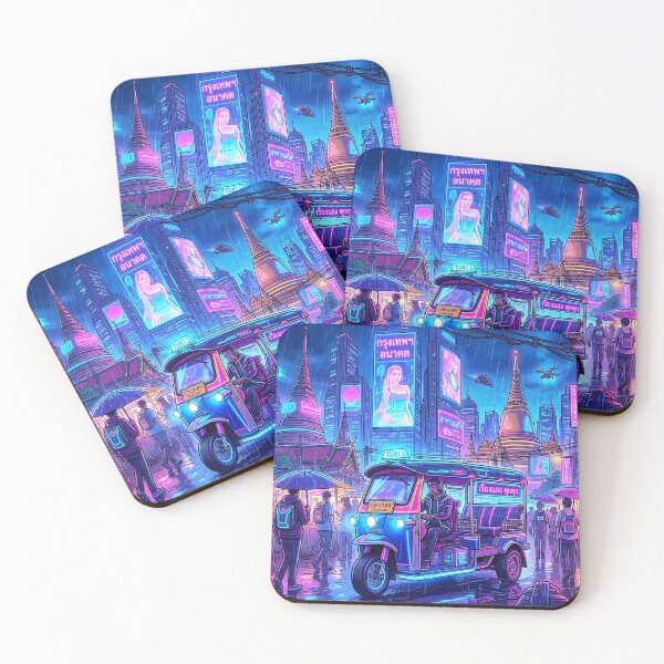 Item preview, Neon Tuk-Tuk: Cyberpunk Neo-Bangkok Cityscape designed and sold by MCUL.
