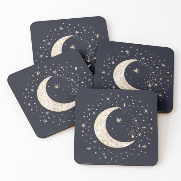 Item preview, Celestial Crescent Moon Gold Stars Mandala Boho Mystical Night Sky Dark Academia Witchy designed and sold by Velustro Shop.