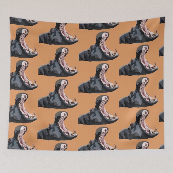 Item preview, Common Hippopotamus Yawning Wildlife Illustration designed and sold by PrettylittlepastelUk.