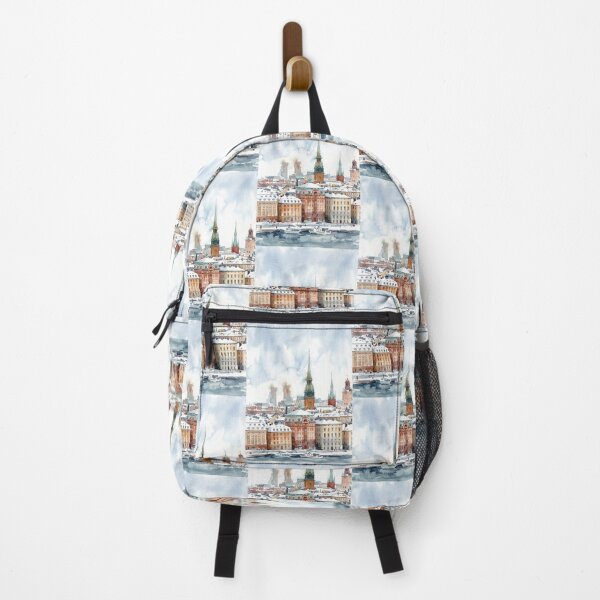 Item preview, Winter Stockholm Snow Cityscape Watercolor designed and sold by caracatita75.