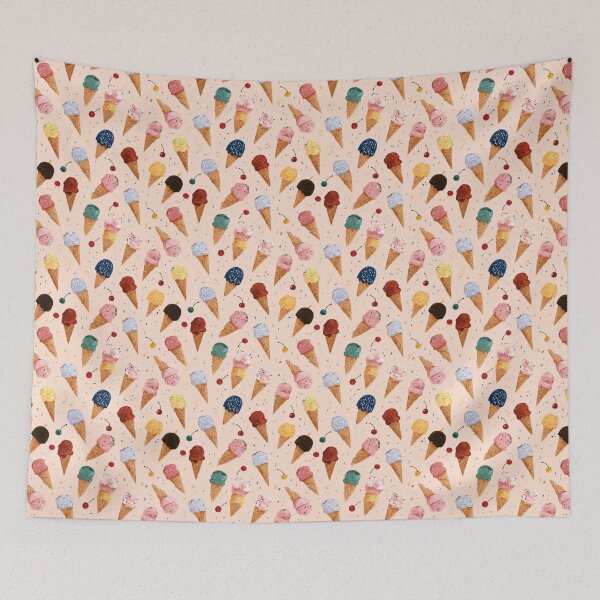 Item preview, Colorful Ice Cream Cones Dessert Pattern designed and sold by NicolasGlowArt.