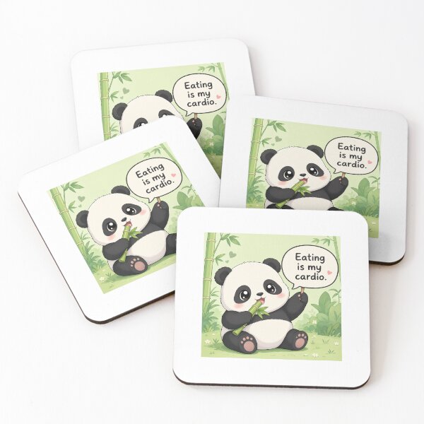 Item preview, Lindo panda chibi - Comer es mi cardio (frase divertida) designed and sold by Sticker shop 007.