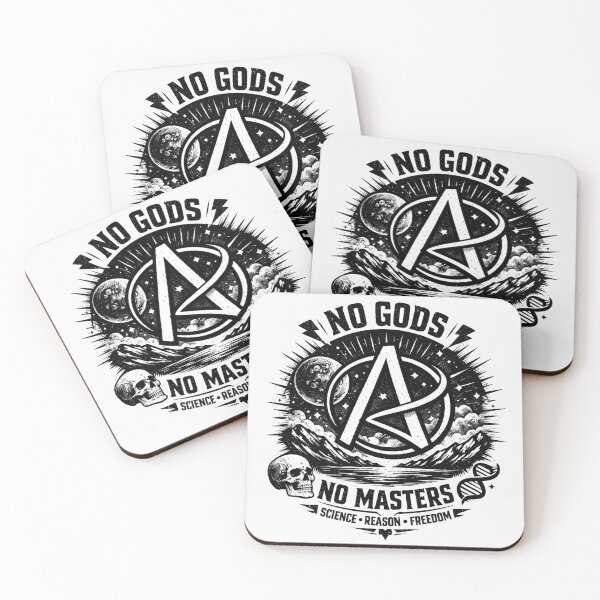 Item preview, NO GODS NO MASTERS Atheist Anarchist Science Reason Freedom Space designed and sold by Owcomm.