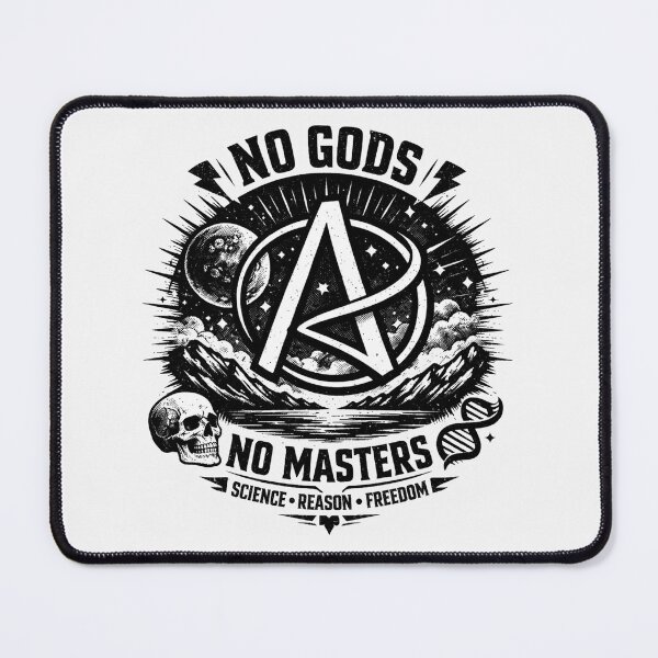 Item preview, NO GODS NO MASTERS Atheist Anarchist Science Reason Freedom Space designed and sold by Owcomm.