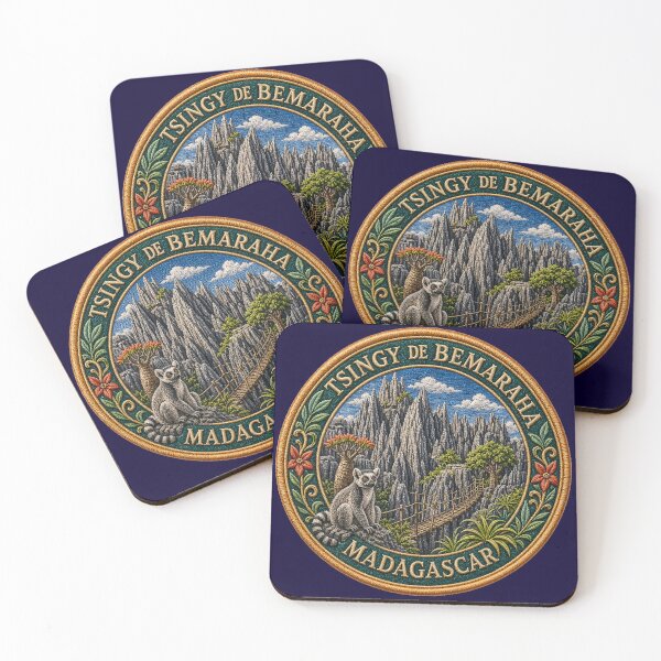 Item preview, Tsingy de Bemaraha, Madagascar – rocky pinnacles, lemur & baobab designed and sold by Girih.