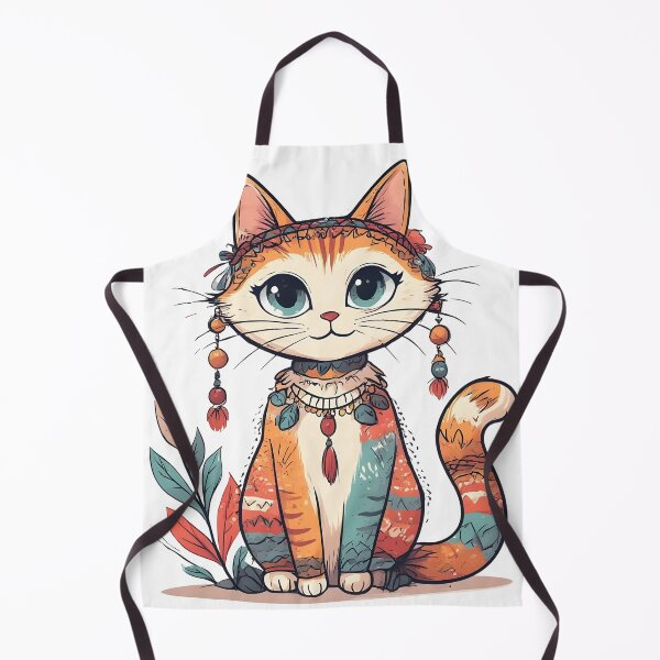 Item preview, Boho Cat Illustration – Cute Tribal Style Kitty with Floral Accessories designed and sold by Karolina’s Cozy Creations.