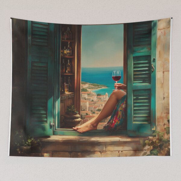 Item preview, Balcony of Turquoise Silence designed and sold by oanaunciuleanu.