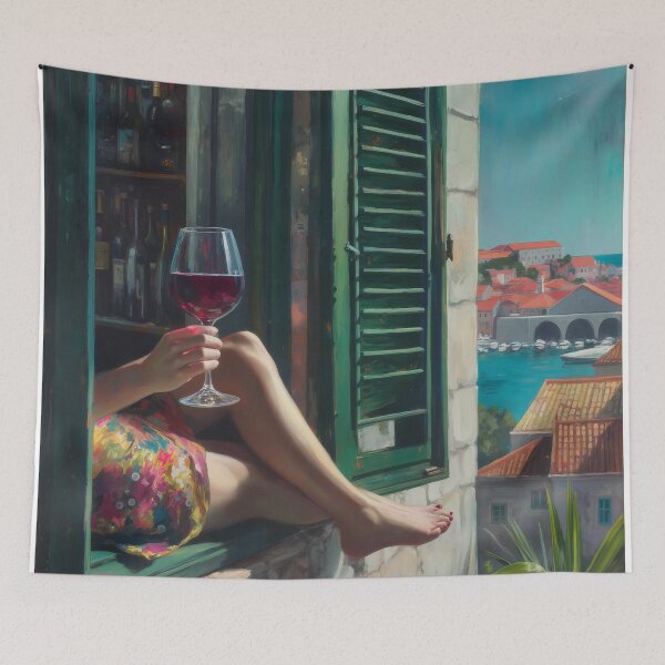 Item preview, Balcony of Turquoise Silence designed and sold by oanaunciuleanu.