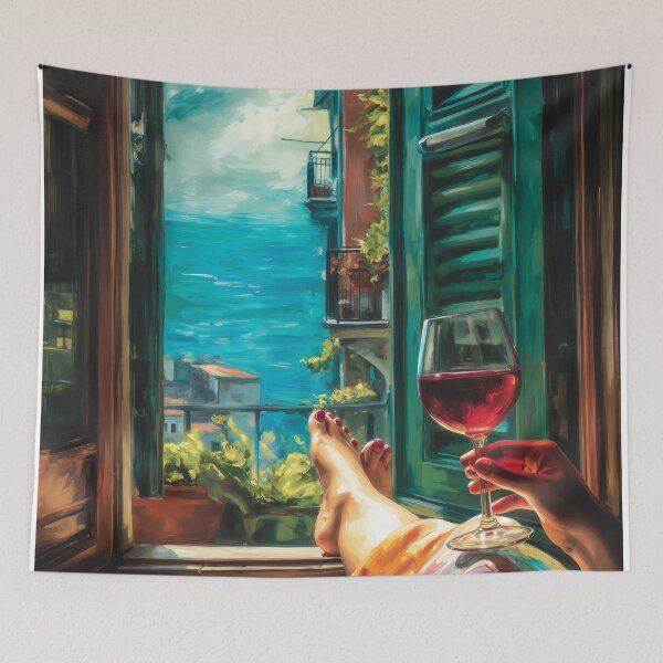 Item preview, Balcony of Turquoise Silence designed and sold by oanaunciuleanu.