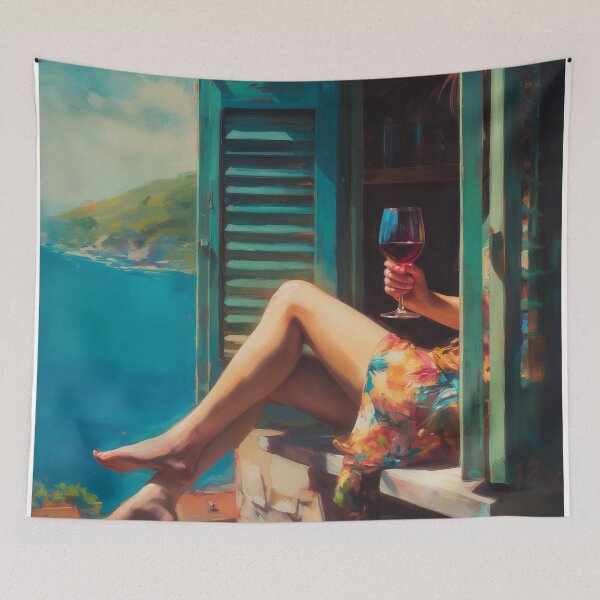 Item preview, Balcony of Turquoise Silence designed and sold by oanaunciuleanu.