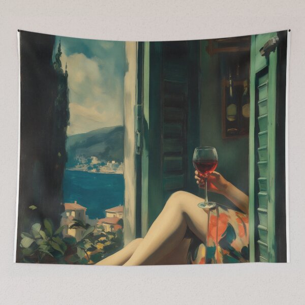 Item preview, Balcony of Turquoise Silence designed and sold by oanaunciuleanu.