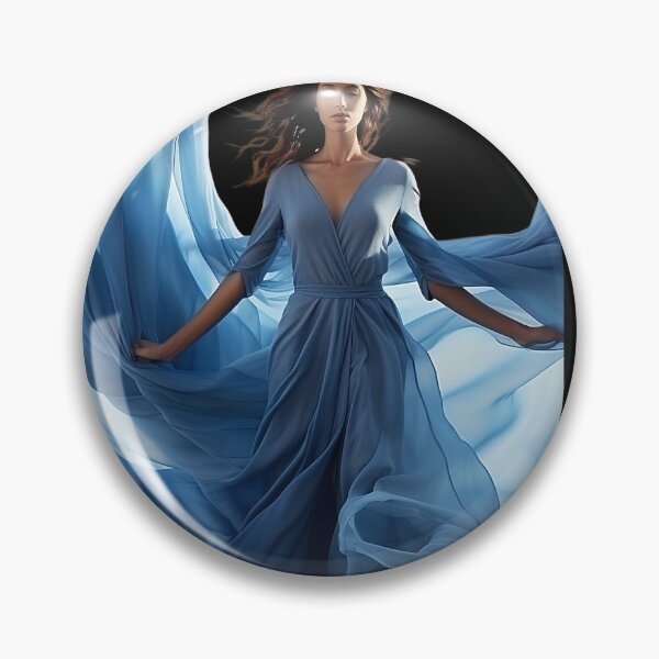 Item preview, Ethereal Woman in Flowing Blue Chiffon Dress designed and sold by Creatby7030.