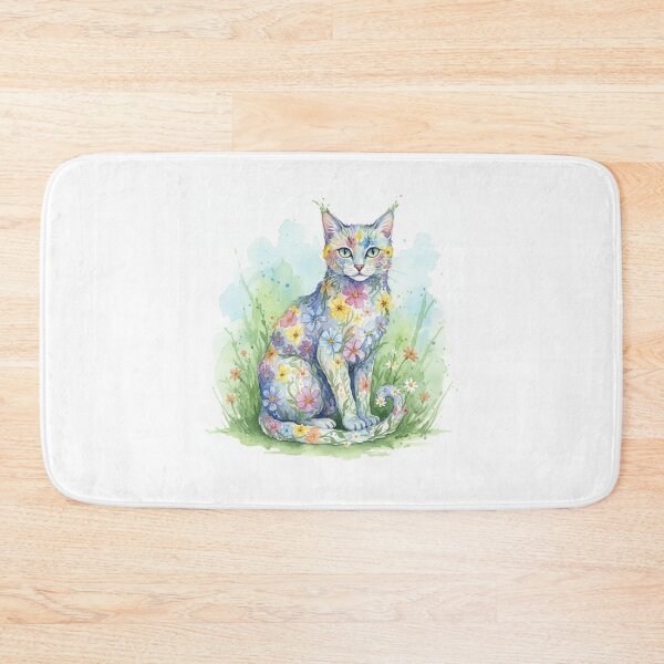 Artikelvorschau, Aquarell mit Blumen und Katze entworfen und verkauft von DesignDare.