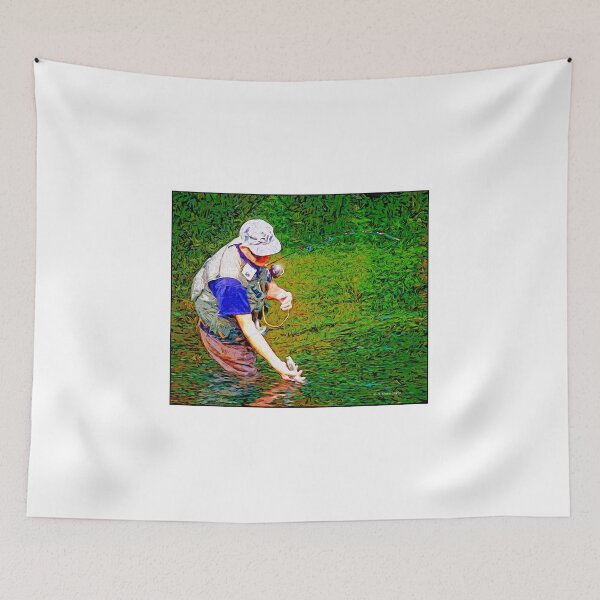 Item preview, Trout Fisherman Catches One, Digital Illustration designed and sold by AMacGPhilly.