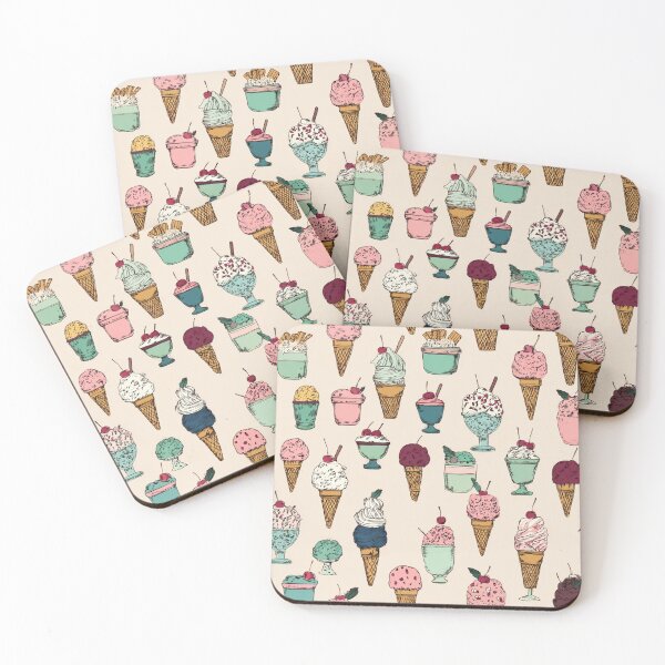 Item preview, Vintage Ice Cream Cone Sundae Dessert Pattern designed and sold by NicolasGlowArt.