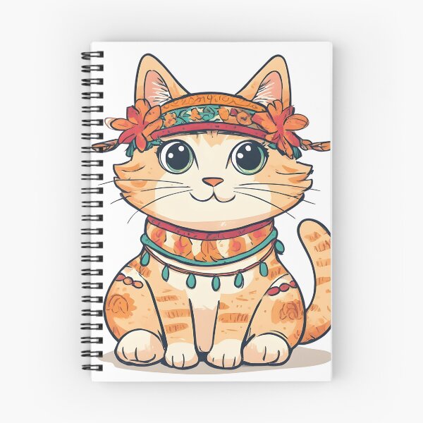Item preview, Cute Boho Cat Illustration – Floral Headband Kitty Design designed and sold by Karolina’s Cozy Creations.