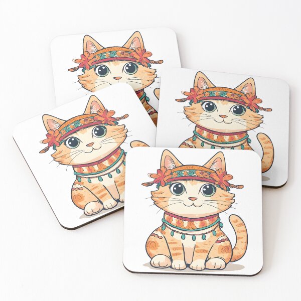 Item preview, Cute Boho Cat Illustration – Floral Headband Kitty Design designed and sold by Karolina’s Cozy Creations.