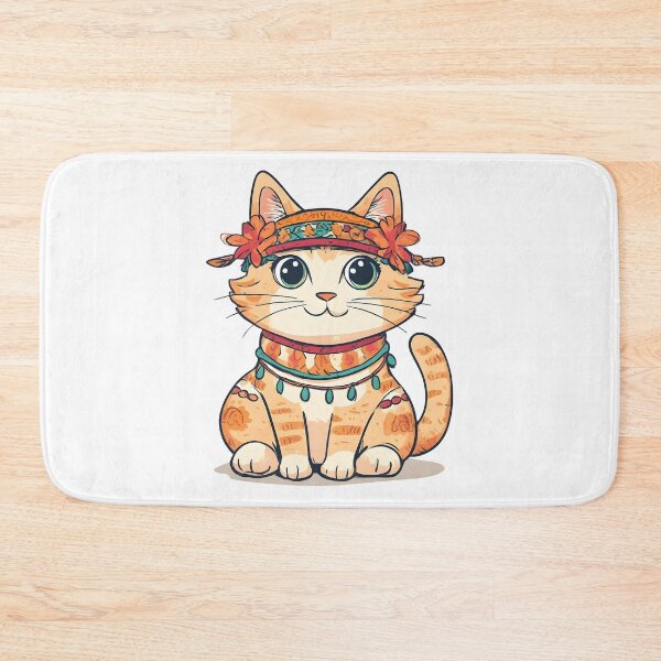 Item preview, Cute Boho Cat Illustration – Floral Headband Kitty Design designed and sold by Karolina’s Cozy Creations.