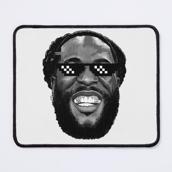 Item preview, Pixel Glasses on the African Giant - B B Head Cut painting (gray scale) designed and sold by ZERO-MIND.