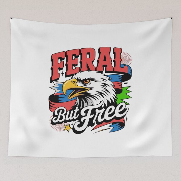 Item preview, Feral But Free Patriotic Bald Eagle Retro Americana T-Shirt designed and sold by MerchlyMike.