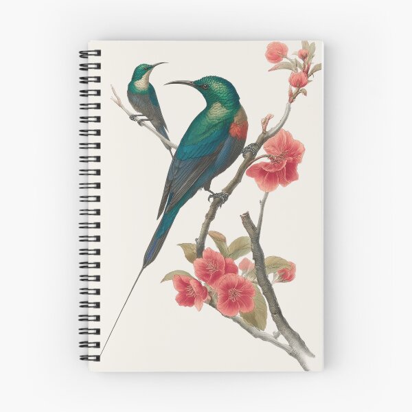 Item preview, Two Sunbirds on Cherry Blossom Branch Chinoiserie Bird Art designed and sold by BestVarieties.