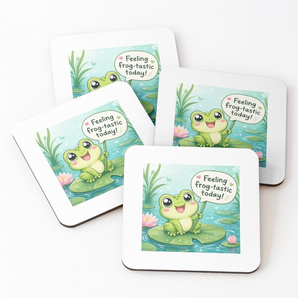 Item preview, Cute Chibi Frog - Feeling Frog-tastic Today Pun designed and sold by Sticker shop 007.