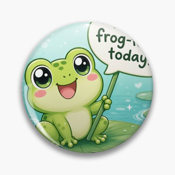 Item preview, Cute Chibi Frog - Feeling Frog-tastic Today Pun designed and sold by Sticker shop 007.