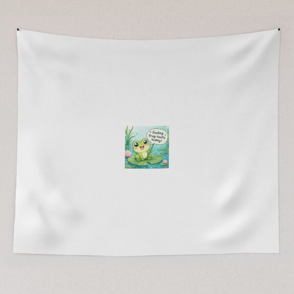 Item preview, Cute Chibi Frog - Feeling Frog-tastic Today Pun designed and sold by Sticker shop 007.