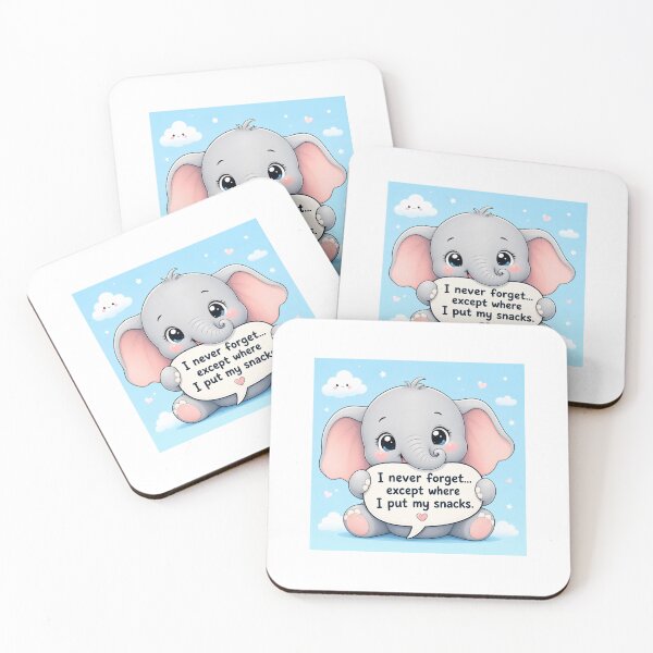 Item preview, Cute Chibi Elephant - I Never Forget My Snacks designed and sold by Sticker shop 007.