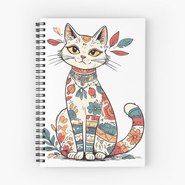 Item preview, Boho Floral Cat Illustration – Artistic Patterned Kitty Design designed and sold by Karolina’s Cozy Creations.