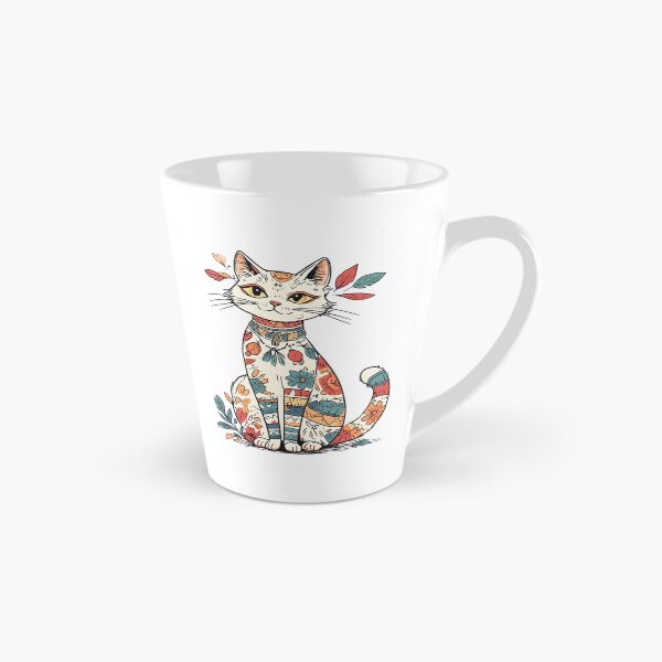 Item preview, Boho Floral Cat Illustration – Artistic Patterned Kitty Design designed and sold by Karolina’s Cozy Creations.