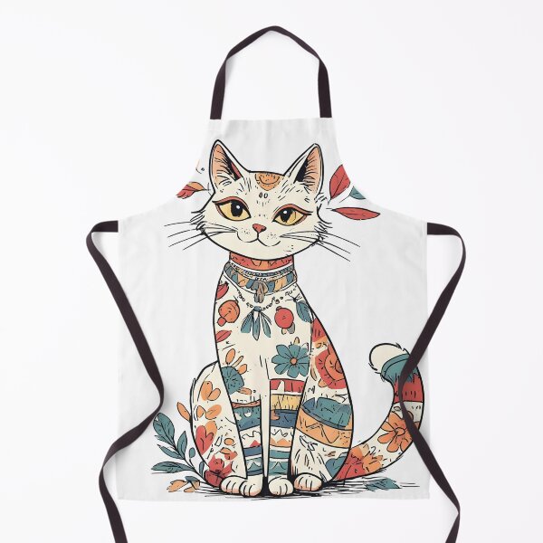 Item preview, Boho Floral Cat Illustration – Artistic Patterned Kitty Design designed and sold by Karolina’s Cozy Creations.