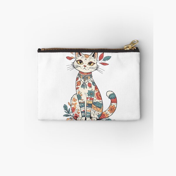 Item preview, Boho Floral Cat Illustration – Artistic Patterned Kitty Design designed and sold by Karolina’s Cozy Creations.