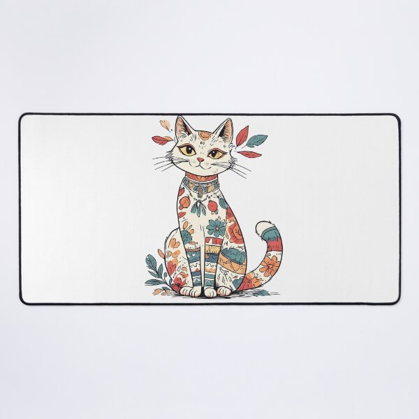 Item preview, Boho Floral Cat Illustration – Artistic Patterned Kitty Design designed and sold by Karolina’s Cozy Creations.